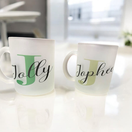 Frosted personalised mugs